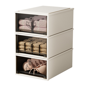 Caja de almacenamiento de ropa interior estilo cajón, organizador de plástico tres en uno para calcetines, sujetadores y calzoncillos - Product Image 2