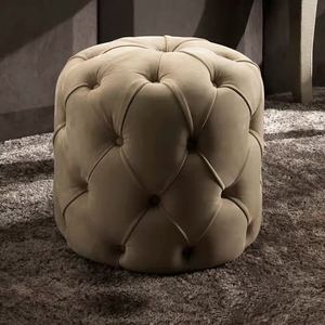 กระดุมกลมออตโตมันแบบกลมพร้อมเบาะนุ่มสำหรับห้องนอนและห้องนั่งเล่น - Product Image 3
