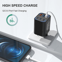 Nuevo Cargador de 6 Puertos, 3 USB-A y 3 Puertos PD, Carga Rápida Universal para Teléfonos, Auriculares y Más, Enchufes Intercambiables EU/US/UK/KR