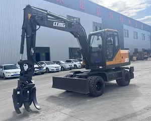 LTMG Manufacturer 4 Wheel Towable Excavator 7t 7000kg Wheel Excavator With Grapple