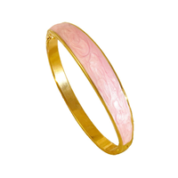 Acier titane plaqué or 18 carats, émail multicolore effet goutte d'huile, style géométrique ouvert, vintage, exquis, luxe léger