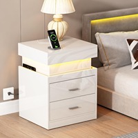 Table de chevet intelligente moderne de couleur personnalisée Nachttisch avec charge téléphones mobiles lumière LED multi-fonctionnel chambre usage domestique