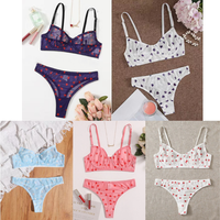 Valentine Femmes Coeur Soutien-Gorge avec Pantalon Sous-Vêtements Push up Sexy Lingerie Culotte Tenues Sangle Réglable