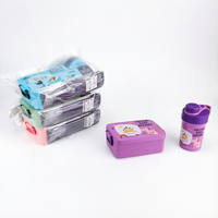 Ensemble de boîtes à lunch pour enfants avec dessins animés, 2 en 1, avec bouteille d'eau, conteneur de stockage alimentaire pour l'école, pour enfants