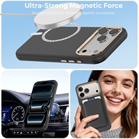 Coque de téléphone portable pour 17 Pro Max, design animal, motif fibre de carbone, aspiration magnétique, protection anti-chute, protection de l'objectif