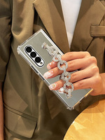 Convient pour Samsung Fold4 Mobile Phone Case Folding Screen Airbag Mirror Fold 3 Rhinestone Five-ring Chain Z Fold 4 Protection