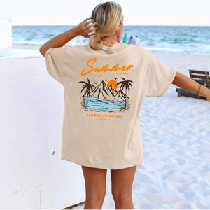 T-shirt graphique oversize d'été pour femme FOXA, en coton respirant, idéal pour les vacances à la plage, motif California Adventure - Product Image 3