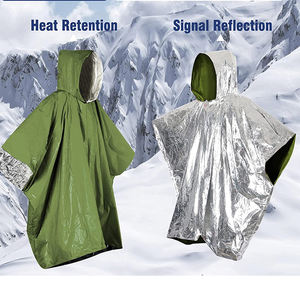 <span class=keywords><strong>Film</strong></span> d'aluminium réfléchissant poncho de premiers secours extérieur trekking poncho équitation d'urgence sans manches à capuche premier secours imperméable - Product Image 2