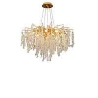 Lampe de salon en cristal de style français simple, lampe de chambre à coucher en aluminium créative, lampe de salle à manger en forme de branche d'arbre, lustre de salon