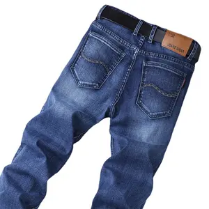 Factory Custom Großhandel Formale Herren Jeans Reguläre Stickerei Gerade Business Work Wear Herren Jeans Hose