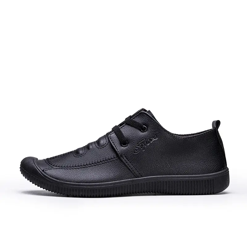 2022 نوعية جيدة الصينية الصانع مصنع العرض مباشرة الرجال السود عارضة أحذية عالية الساق من الجلد أحذية