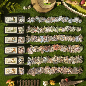 60 feuilles/boîte de mini autocollants PET de la série Fairytale Town de la taille d'une paume pour décorations de journaux - Product Image 4