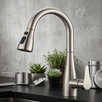 Robinet de cuisine moderne monocommande à poser, en acier inoxydable, avec valve en céramique, mitigeur chaud/froid monotrou pour évier de cuisine