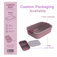 Ensemble de boîtes à bento simples 40oz empilables, étanches, 3 compartiments, avec ustensiles intégrés et récipient à sauce, sans BPA, qualité alimentaire, pour adultes