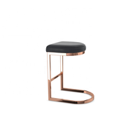 Tabouret de bar sans dossier en velours vert foncé avec structure en fer doré rose pour îlot de cuisine ou bar à domicile