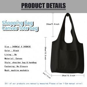 Bolsa de Compras de Lona de Algodón Premium, Portátil, de Hombro, Reutilizable, con Logotipo Personalizable - Product Image 3