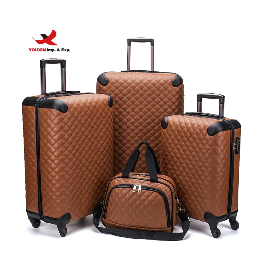 Wholesale Luxury designer custom logo print trolley pu leather travelling bags sets travel suitcases luggage