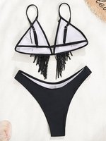 Franje Designer Badmode Zoom Bikini Kwastjes Badpak Dames Effen Glanzend Diamant Bikini Braziliaans Badpak Merk Bikini