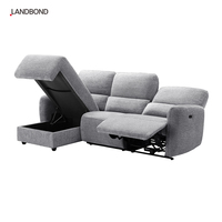 Canapé d'angle électrique inclinable en tissu 3 places avec rangement, certifié ISO9001, pour villa, en forme de L, fabrication OEM