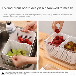 Freshmage – Contenants de rangement rectangulaires en plastique pour fruits, avec passoire amovible, compatibles lave-vaisselle, lot de 4 pièces, pour conserver les baies et les légumes - Product Image 4