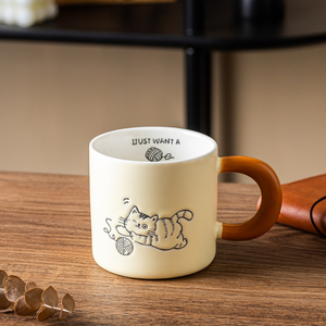 Taza creativa con diseño <span class=keywords><strong>de</strong></span> gato pintada a mano, Taza <span class=keywords><strong>de</strong></span> cerámica, <span class=keywords><strong>regalo</strong></span> <span class=keywords><strong>de</strong></span> cumpleaños <span class=keywords><strong>para</strong></span> hombres, mujeres, uso doméstico, <span class=keywords><strong>desayuno</strong></span>, taza <span class=keywords><strong>de</strong></span> café <span class=keywords><strong>de</strong></span> cerámica - Product Image 2