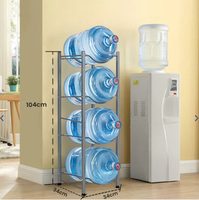 Étagère et support de rangement pour bouteilles d'eau en métal, robuste, 4 niveaux, 5 gallons, moderne et durable, pour salon