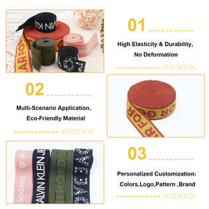 Patrones personalizados Correas elásticas 10-40mm Correas de poliéster Correa de alta elasticidad Durabilidad Correas personalizadas para ropa de marca - Product Image 3
