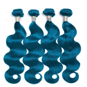 Perruque en dentelle bleu lac 4*4/13*4, cheveux humains ondulés bleus, en vrac, pouvant être permanentés - Product Image 5