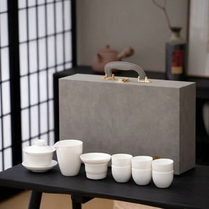 Juego de Té Portátil de Cerámica Blanca BAMBUS, Porcelana de Alta Gama, Moderno y Sencillo, para Oficina, Viajes, Estilo Chino - Product Image 2