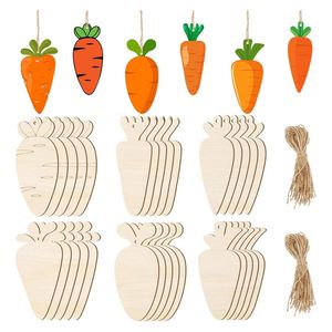 Supplier New Arrival Wooden Unfinished Blank Carrot Shape Wood Slice DIY Craft for Easter Party Home Decoration Hanging Tag - Product Image 1