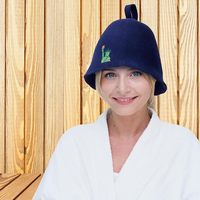 Chapeau de sauna en feutre de laine marine personnalisé avec logo brodé Statue de la Liberté, forme cloche, unisexe, pour hammam et sauna