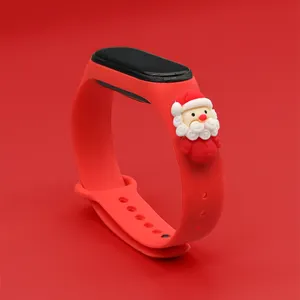 크리스마스 선물 귀여운 만화 팔찌 Mi 밴드 5/6 팔찌 실리콘 시계 스트랩 Bnad Xiaomi