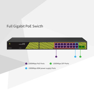 Commutateur PoE AI GENATA Gigabit 16 ports pour caméra de vidéosurveillance <span class=keywords><strong>et</strong></span> <span class=keywords><strong>routeur</strong></span> avec détection automatique - Product Image 2