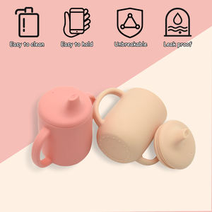 Gobelet d'<span class=keywords><strong>apprentissage</strong></span> en silicone pour bébés, bec souple <span class=keywords><strong>anti</strong></span>-<span class=keywords><strong>fuite</strong></span>, poignées profilées, sans danger pour les aliments, multi-usages, vaisselle d'<span class=keywords><strong>apprentissage</strong></span> pour bébés - Product Image 5