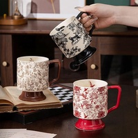 Mug en céramique vintage motif renard, 400 ml, style forêt rétro, pour thé et café, avec anse confortable, idéal pour la maison, le bureau ou comme cadeau