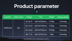 Batería de estado sólido de 54000 mAh 6S 12S 14S 18S 22S 10C para drones de ala fija, alto rendimiento y durabilidad, 88000 mAh, directo de fábrica - Product Image 4
