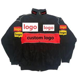 Veste de course coupe-vent à manches longues avec fermeture éclair et broderie imprimée tendance, style vintage unisexe, veste bomber sport 300g - Product Image 2