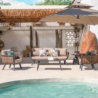 Hochwertiges Modernes Garten-Sofa-Set Aluminiumrahmen Rattan-Geflecht Wasserdicht UV-Schutz Outdoor-Möbel Korbstuhl Park