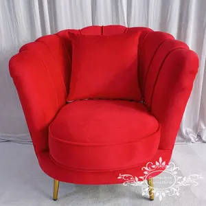 Ein-Sitzer-Sofa roter Samt-Liebes-Sessel Hochzeit Braut- und Bräutigamstühle Zuhause gemütliche Möbel