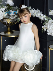 Robe de princesse bouffante MQATZ WHITE, nouveau style, pour fille de 4 à 8 ans, robe de fête pour bébé fille, prête à être expédiée, vente en gros L6028 - Product Image 2
