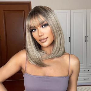 วิกผมบ๊อ<span class=keywords><strong>บ</strong></span>สีน้ำตาลผสมดำ ยาว 16 นิ้ว แบ<span class=keywords><strong>บ</strong></span>ติดไหล่ สำหรับผู้หญิง ทำจากเส้นใยสังเคราะห์ทนความร้อนสูง - Product Image 2