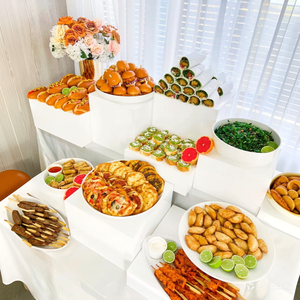 Présentoirs de <span class=keywords><strong>Buffet</strong></span> en Acrylique <span class=keywords><strong>Blanc</strong></span> Personnalisés, Ronds, Carrés, Cubiques, pour Service Traiteur, Mariages, Hôtels, Décorations de Noël - Product Image 1