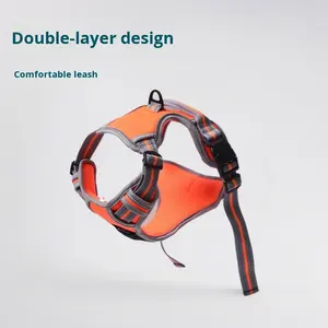 Rompi poliester reflektif modis, rompi jalan anjing, <span class=keywords><strong>Harness</strong></span>, penutup tombol empuk, untuk anjing sedang/besar, pengambil emas - Product Image 3