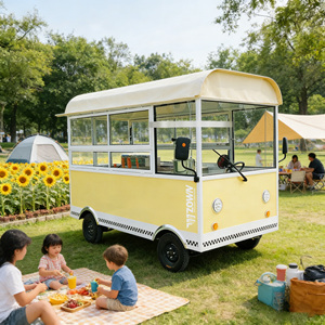 Modern Minimalist Food <b>Trailer</b> Metal Texture Mobile Food Cart for Urban Street Vending - Product Image 1