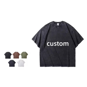 Camisetas Vintage Personalizadas al por Mayor, Lisas, de 250 g/m², con Lavado Ácido, Camisetas Extra Grandes, Camisetas de Algodón Grueso con Lavado Ácido para Hombre - Product Image 1