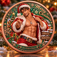 Pièce de monnaie commémorative de Noël personnalisée en cuivre pur 999 de 1 oz, motif gentleman élégant, impression UV en relief 3D, objet de collection