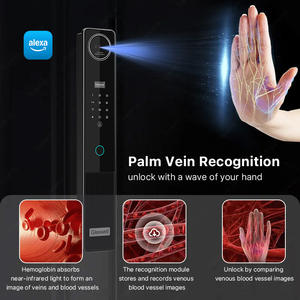 Kunci Pintu Pintar Modern menampilkan Alexa Tuya mendukung pemindai Nadi telapak tangan ID sidik jari dan pengenalan wajah kunci pintu pintar - Product Image 3