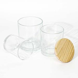 <strong>Wholesale</strong> 10oz 12oz Luxury Empty Glass <strong>Candle</strong> <strong>Jars</strong> Wooden Lid Customized Embossed Printing Logo For 4oz Capacity <strong>Candle</strong> Making - Product Image 4