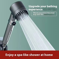 Pommeau de Douche Chromé Six-en-Un à Haute Pression, Puissant et Surprenant, avec Grande Sortie d'Eau, Design Moderne, Fixation Murale pour
