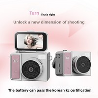 Mini caméra numérique Thumb certifiée KC, style rétro pour étudiants, capteur CMOS 5MP, avec clip corporel, lampe torche LED, photo/vidéo, petite, à clapet, compatible MicroSD